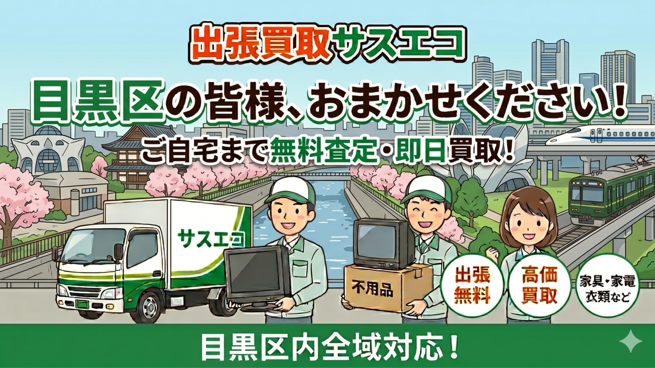 目黒区の出張買取サスエコ｜家電や不用品処分ならお任せ下さい