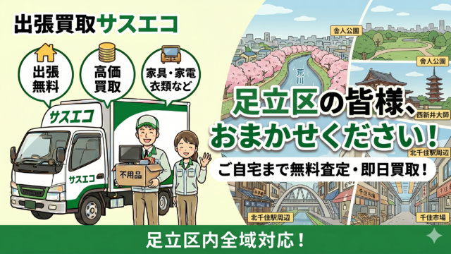 足立区の出張買取サスエコ｜家電や不用品処分ならお任せ下さい