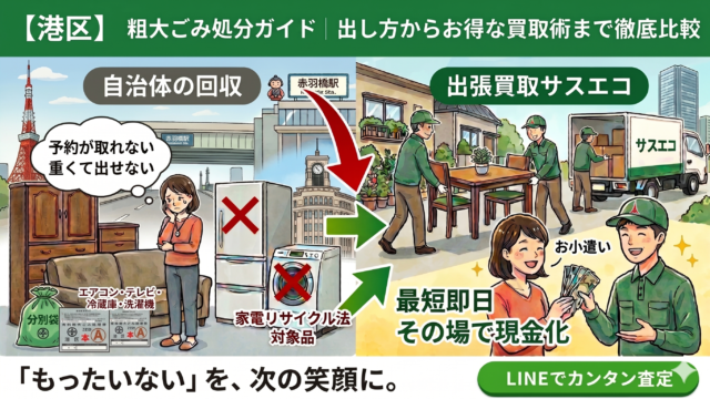港区の粗大ごみ処分ガイド｜出し方から賢い買取術まで徹底解説