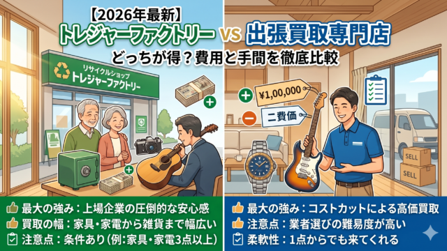 トレジャーファクトリー vs 出張買取専門店！特徴と違いを徹底比較