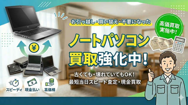 ノートパソコンを過去最高レベルで買取強化中！【出張買取サスエコ】