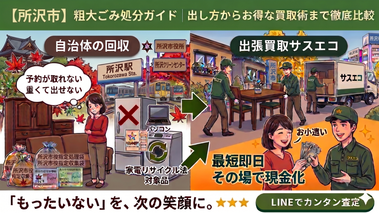 所沢市の粗大ごみ処分ガイド|出し方から買取術まで徹底解説